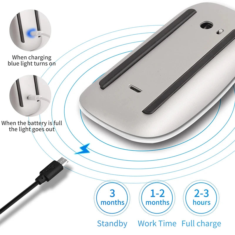 Xiaomi Wireless Bluetooth Magic Computer Mouse Dual-Mode Silent Rechargeable Touch Slim Ergonomic PC Mice For Apple Macbook Air