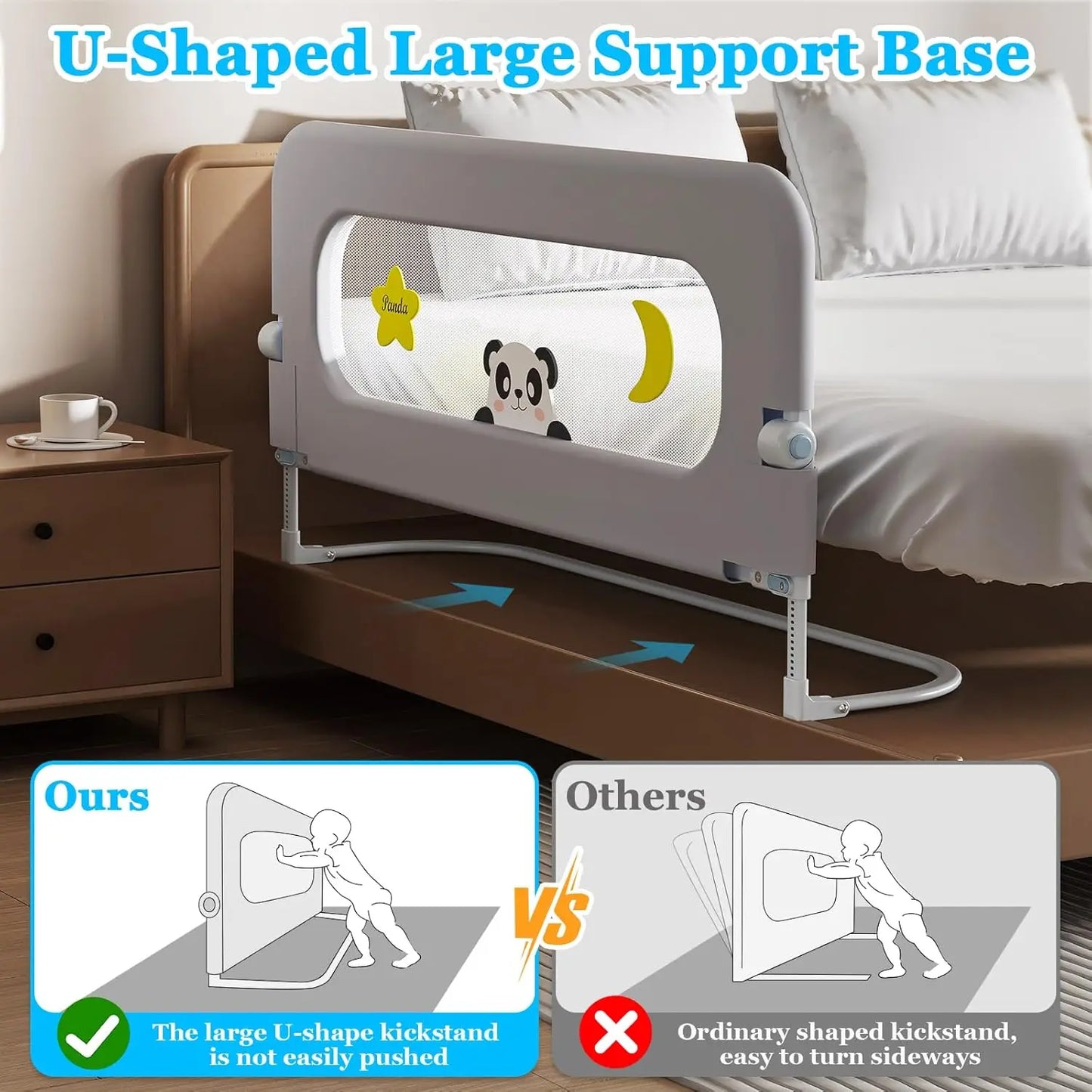 Baby Bed Guard Rail For Toddler - Adjustable Heights, Swing Down Bedrail, Extra Tall Child Safety Side Railing Guards For Kids