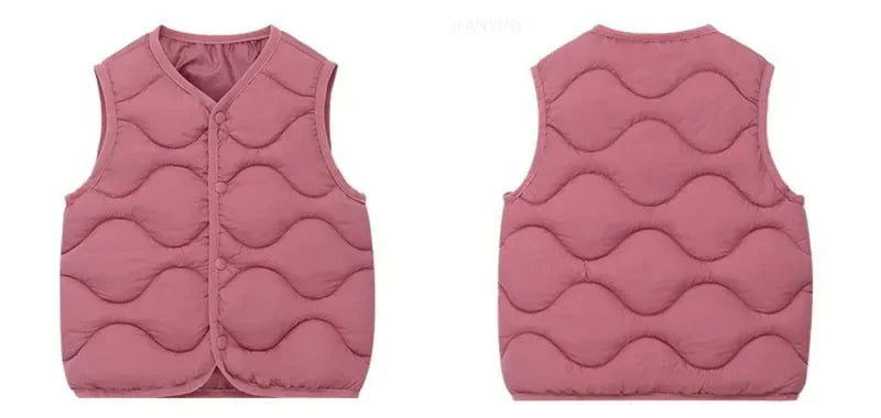 New Children Warm Cotton Vest Fashion Solid Boys Girls Baby Toddler Autumn Winter Waistcoats Casual Versatile Kids Clothing Tops
