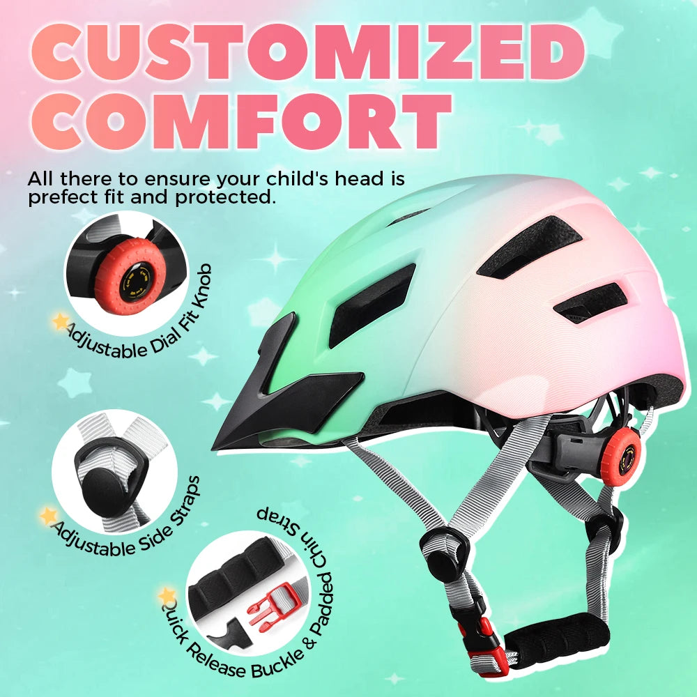 FUNWICT Children Bicycle Helmet Elbow Pads Protective Gear Sports Lightweight Safety Cap Bike Skateboard Roller Skating durable