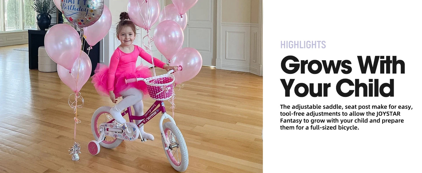 US warehouse Colorful Girls Bike with Basket & Training Wheels 12 14 16 18 Inch Kids Bike Foot Brake Child Children Bicycle
