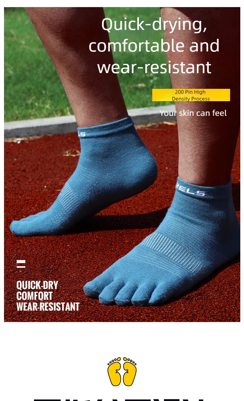 WRELS 1/3 Pairs COOLMAX Sports Five-toe Running Socks Quick-drying Breathable Anti-Blisters Marathon Toe Socks For Men And Women