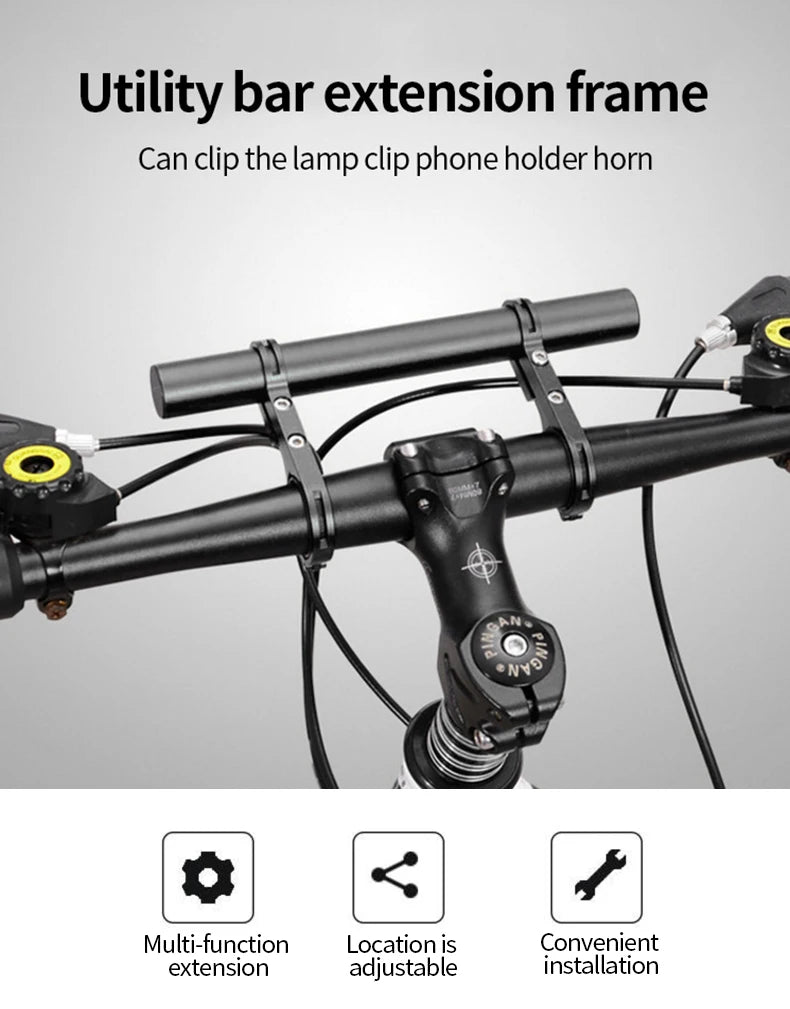 20cm Bicycle Handlebar Extended Bracket Bike Mount Bar Computer Holder Support Rack Alloy Stand Double Frame Bicycle Clip