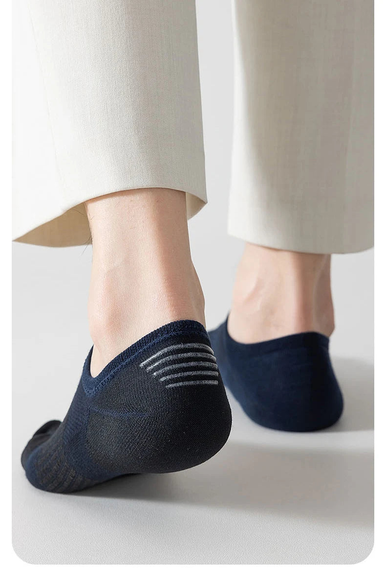 MiiOW Pure Cotton Five Finger Short Socks Men Sweat Absorbent Antibacterial Breathable Mesh Boat Socks Running Sports Toe Sock