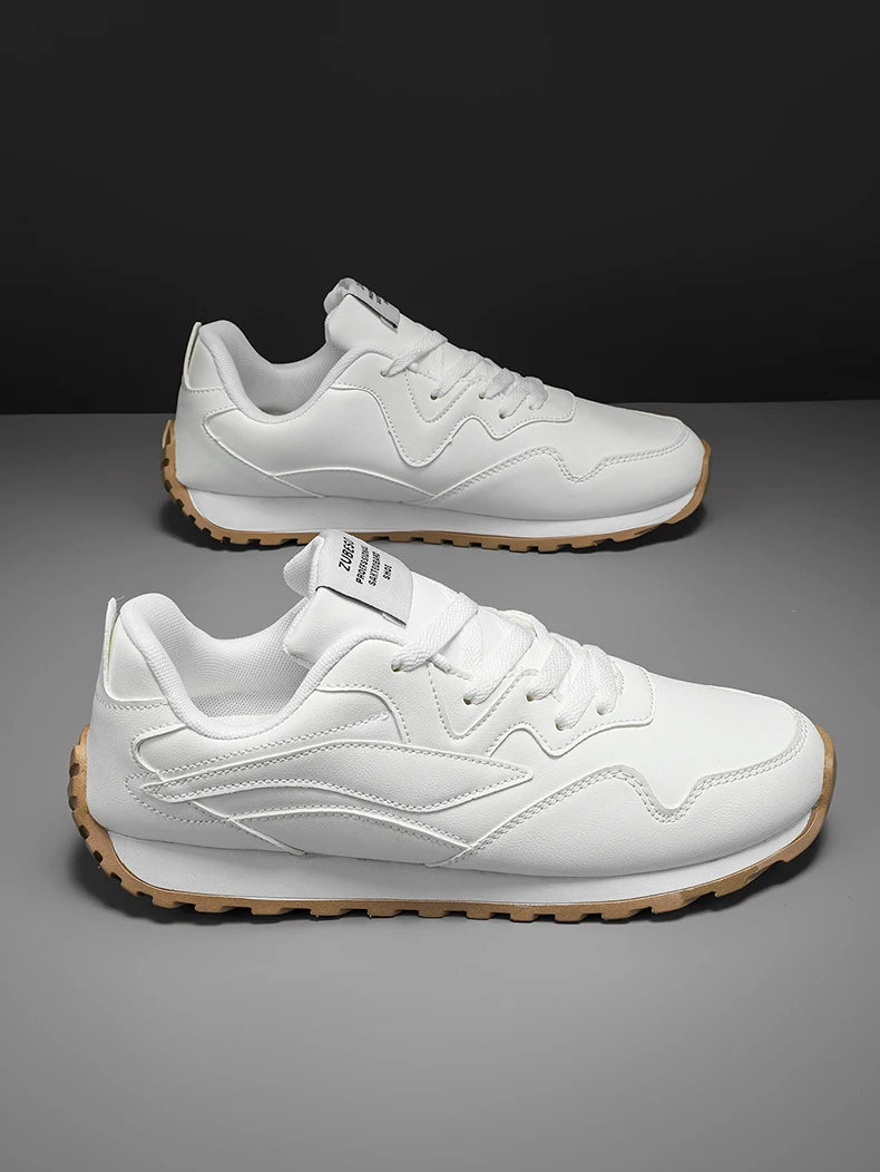 Men's Vulcanized Shoes Spring Autumn Comfortable Non Slip White Casual Sneakers Men Outdoor Retro Lace Up Platform Walking Shoes