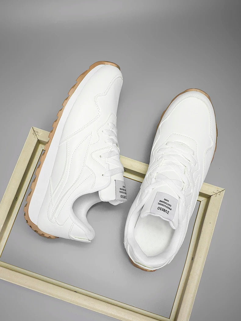 Men's Vulcanized Shoes Spring Autumn Comfortable Non Slip White Casual Sneakers Men Outdoor Retro Lace Up Platform Walking Shoes