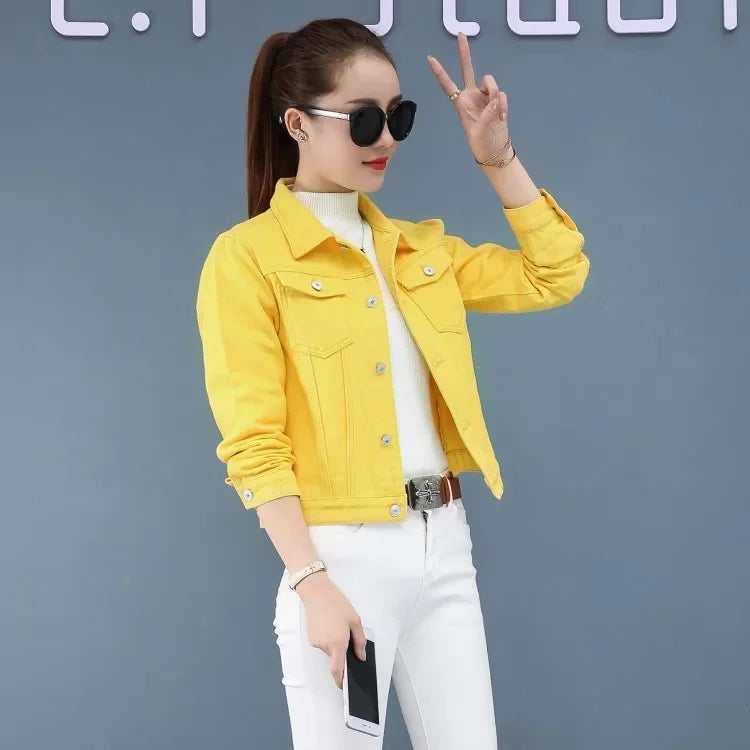 Trendy Denim Jacket For Women Cropped Slim Fit Spring Spring Colorful Student Top Popular On The Internet Versatile Clothing