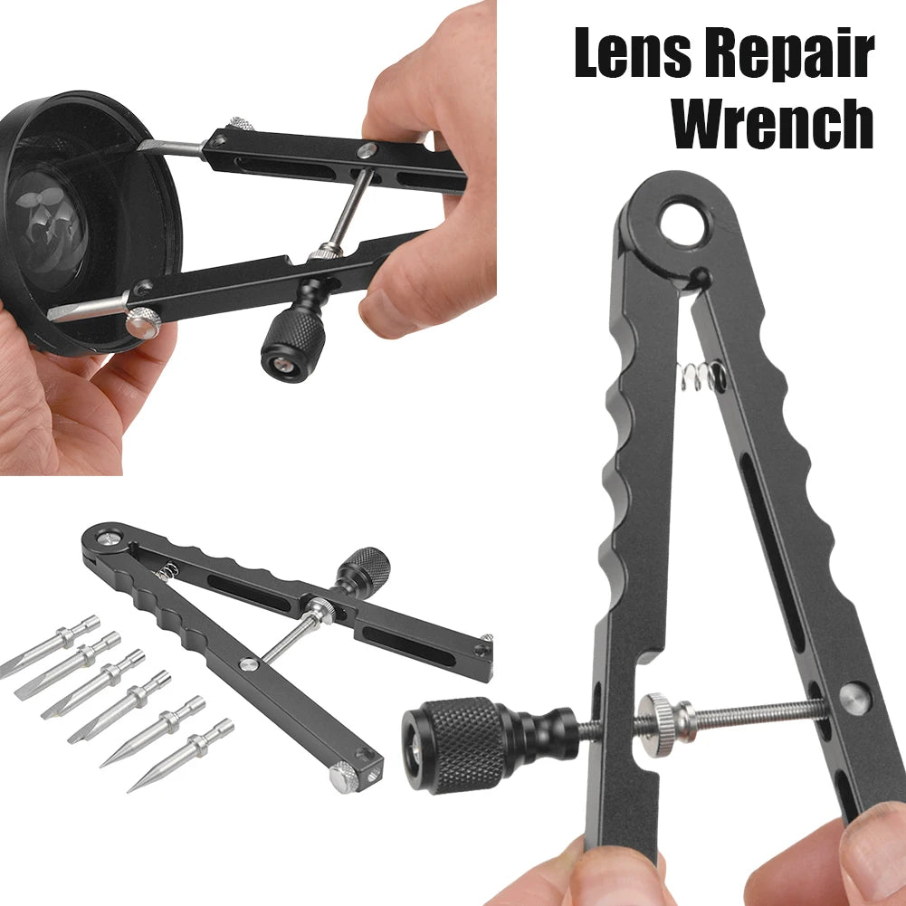 V Shaped Lens Opener Tool Kit 16-100mm Opening with 3 Types of Tips (Pointed Flat Half Flat) for Ø37mm-86mm DSLR Camera Lenses
