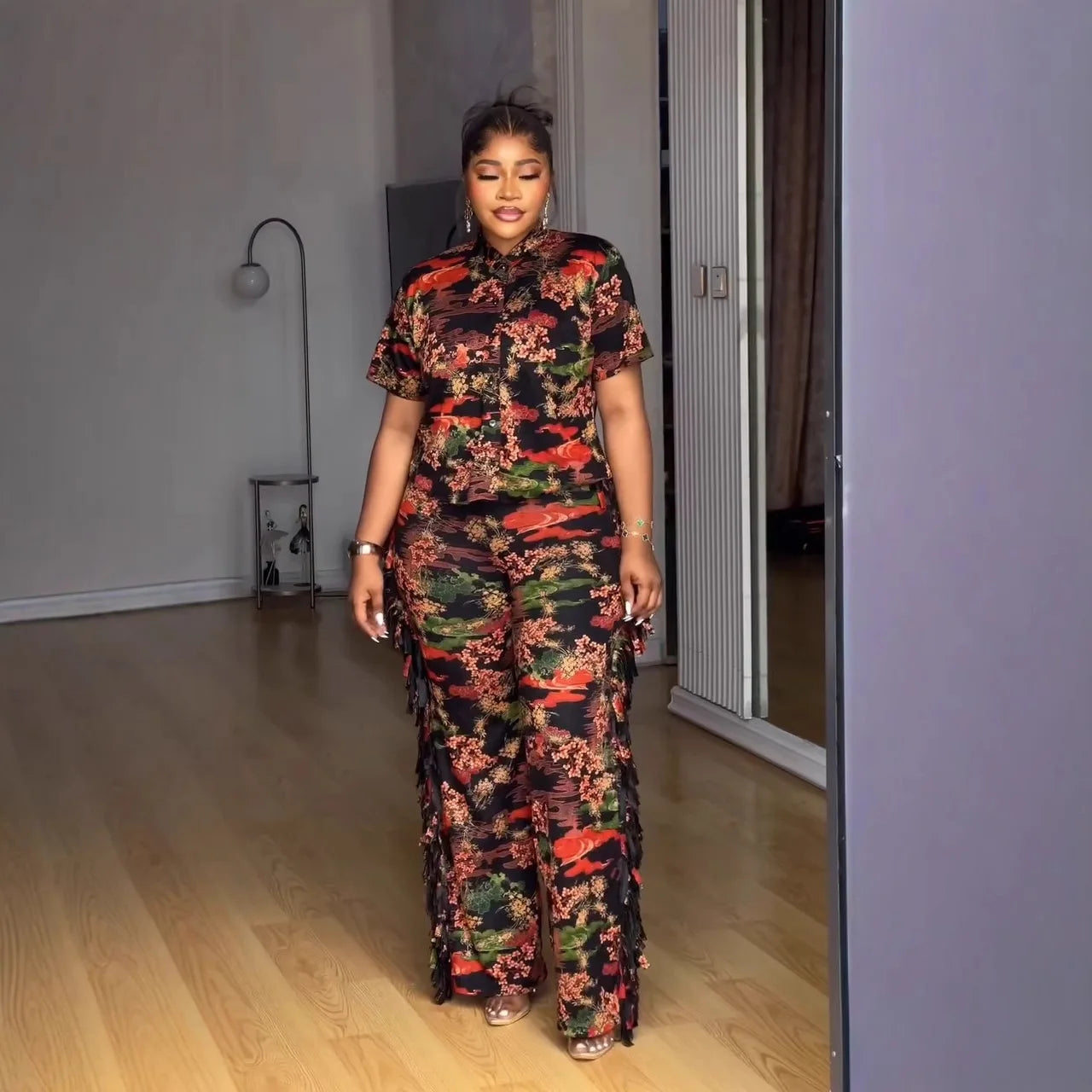 2 Piece Women Set Summer Autumn Short Sleeve Shirt Blouse Top And Pants Suits Outfits Fashion Office Lady Matching Sets Outfit