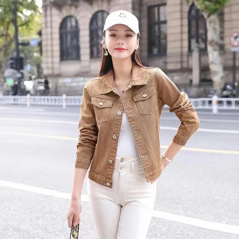 Trendy Denim Jacket For Women Cropped Slim Fit Spring Spring Colorful Student Top Popular On The Internet Versatile Clothing