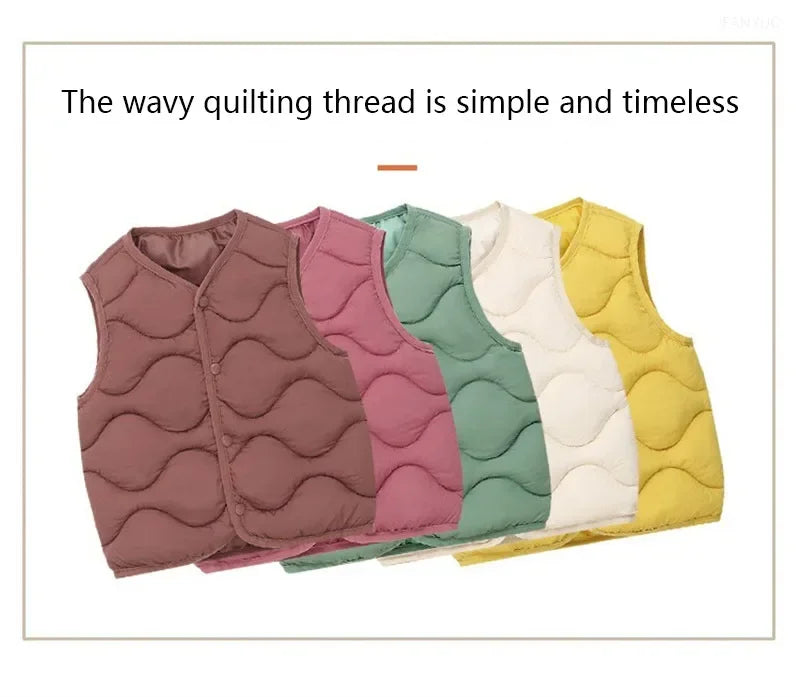 New Children Warm Cotton Vest Fashion Solid Boys Girls Baby Toddler Autumn Winter Waistcoats Casual Versatile Kids Clothing Tops