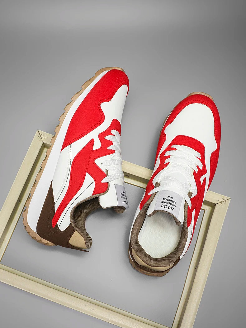Men's Vulcanized Shoes Spring Autumn Comfortable Non Slip White Casual Sneakers Men Outdoor Retro Lace Up Platform Walking Shoes