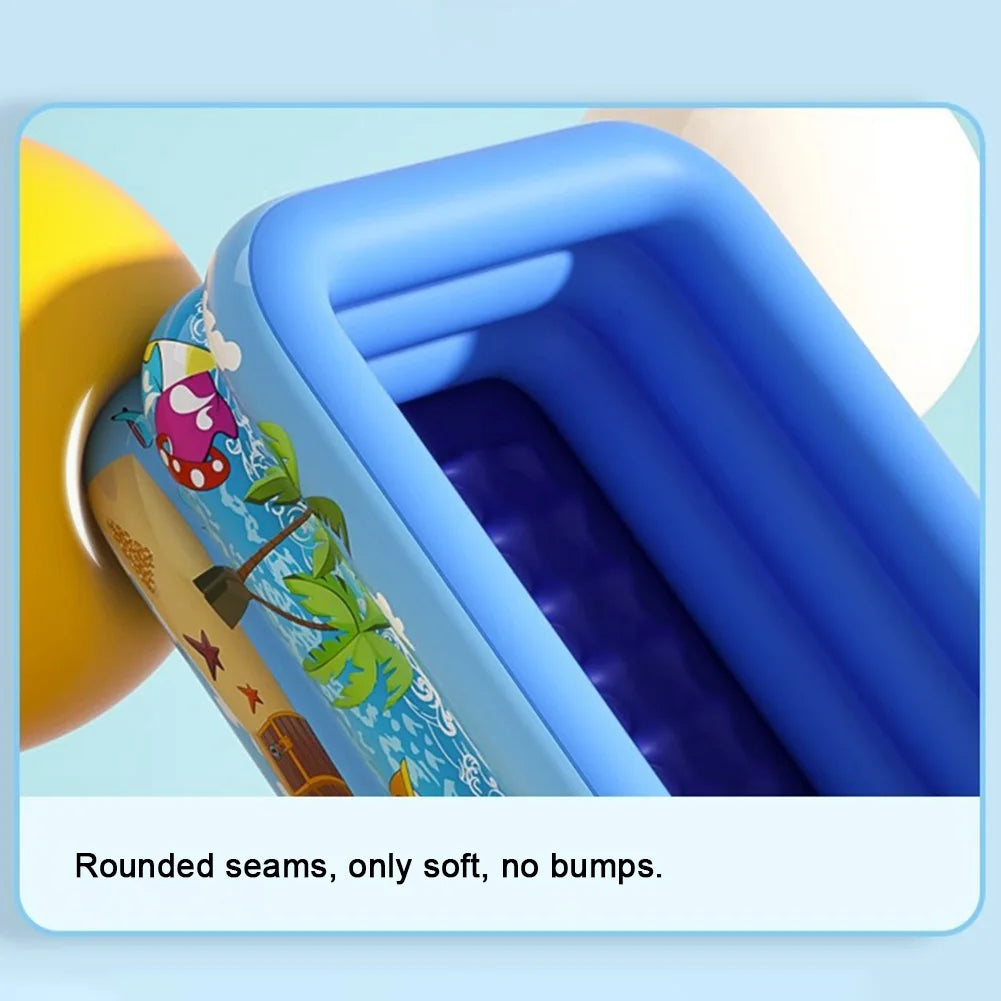 111-120cm Inflatable Swimming Pool PVC Framed Swimming Pool Cartoon Pattern Thickening Swimming Pool for Summer Outdoor Indoor