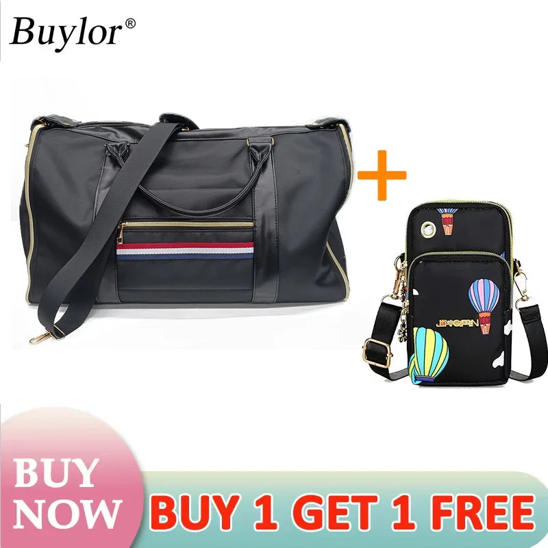 Buylor 2pcs Bags Folding Suit Bag Large Capacity Travel Luggage Bag With Shoe pouch Waterproof Women Handbag Outdoor Fitness Bag
