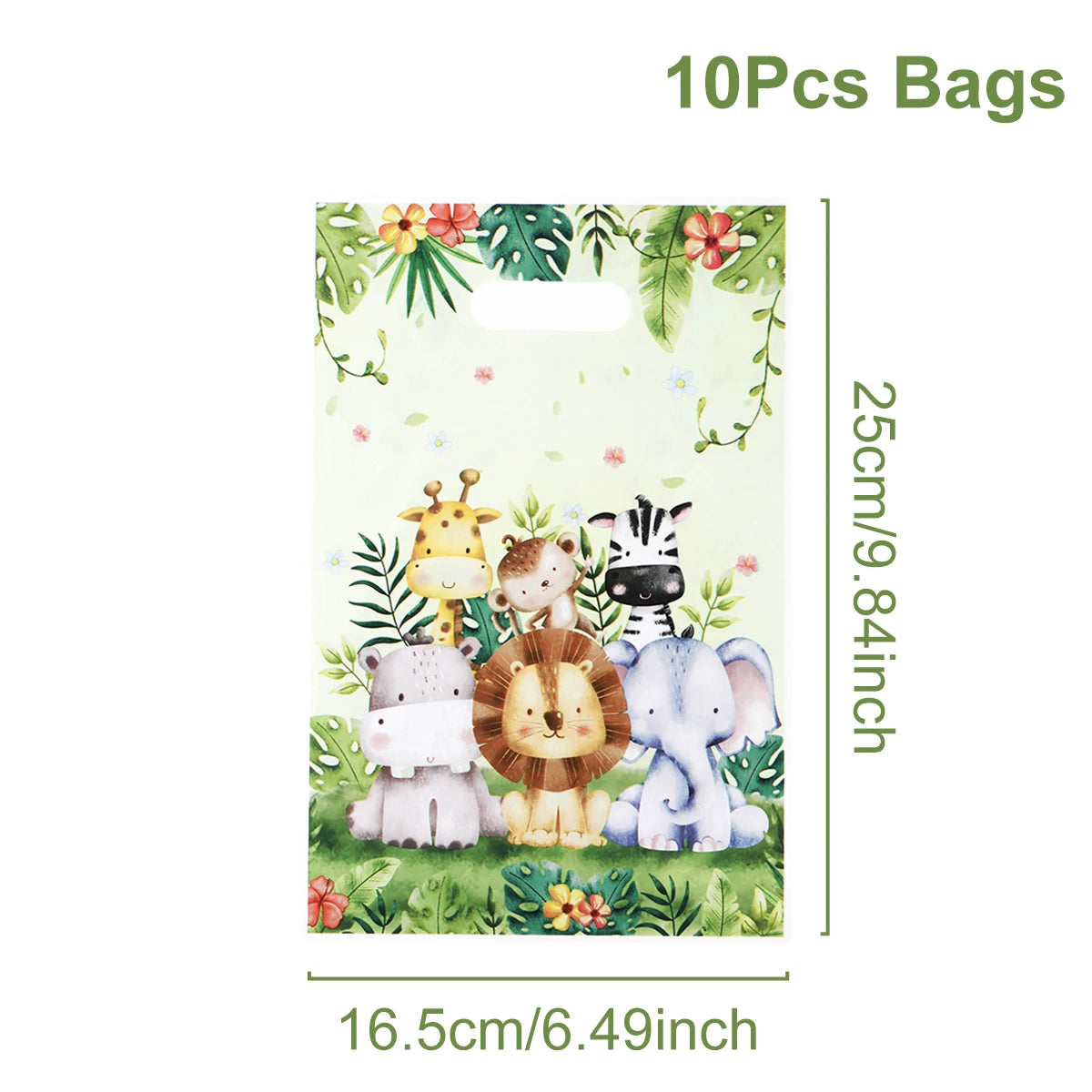 Jungle Animals Party Gift Biscuit Candy Packing Bag Jungle Safari Birthday Party Decor Kids Wild One Party Supplies Baby Shower