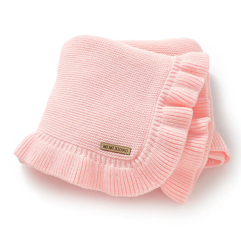 Baby Blankets Knitted Infant Boys Crib Bedding Quilt Girls Plaid 90*70cm Newborn Stroller Swaddling Warp Fashion Solid Ruffles