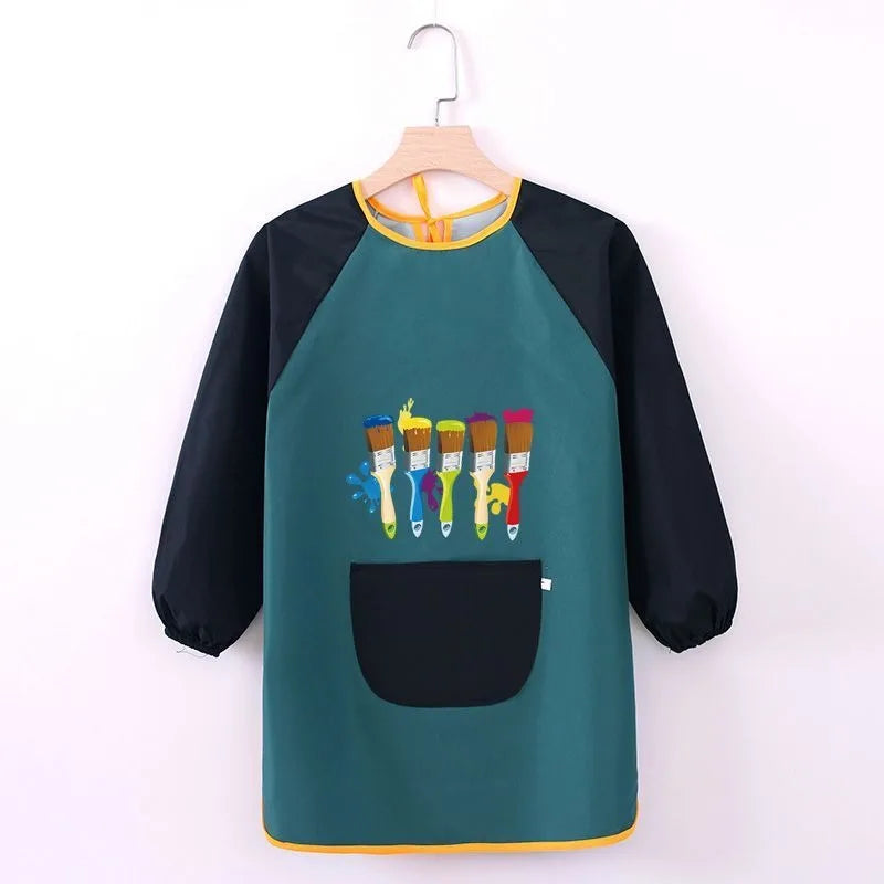 Kids Painting Apron Waterproof Art Smocks Child Girl Smocks for Painting Arts Aprons with Long Sleeve Uniform Xmas Birthday Gift