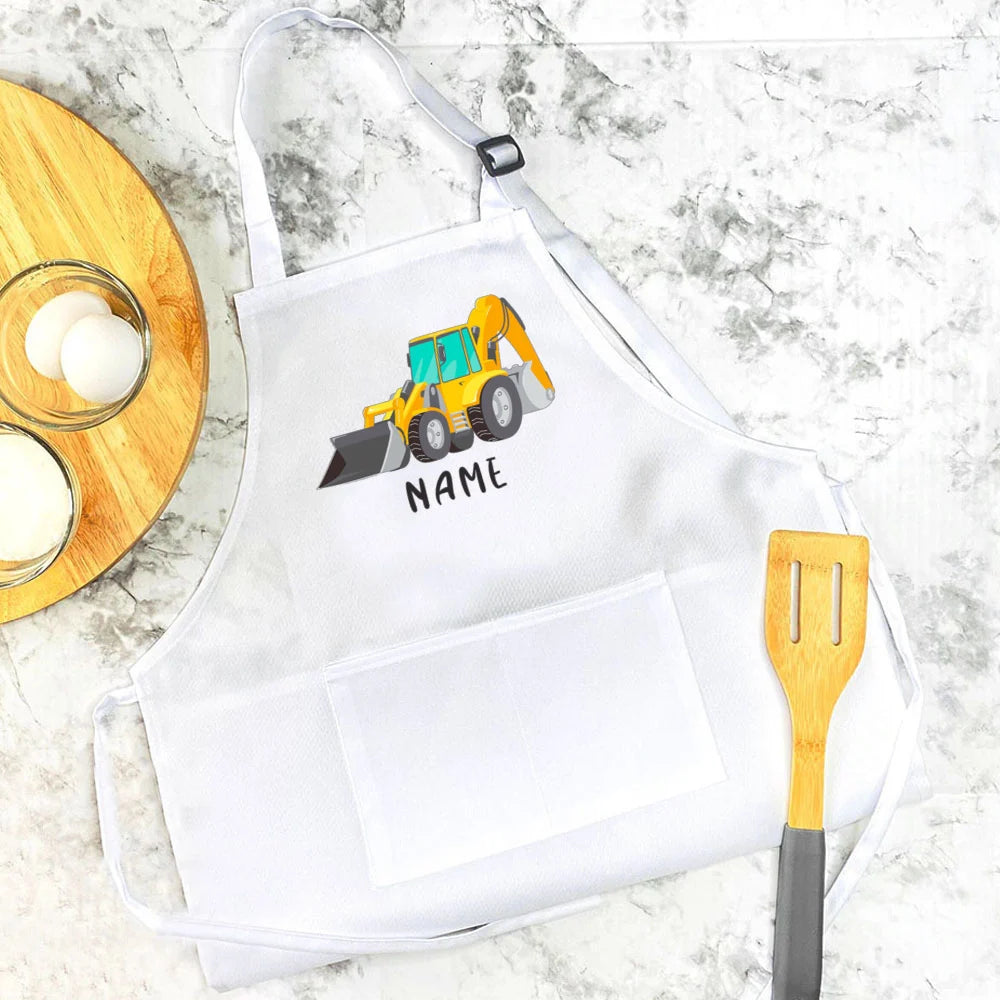 Personalised Apron Child's Fire Truck Name Apron Christmas Birthday Gift Baking Apron Toddler Apron Custom Kids Cooking Apron