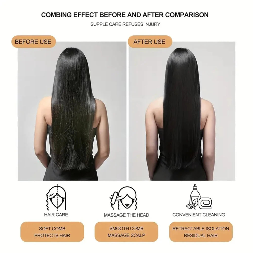 Self-Cleaning Scalp Massage Comb Air-bag Hair Comb Portable Anti-Detangling Hair Brush For Hair Styling One-key Cleaning Tools