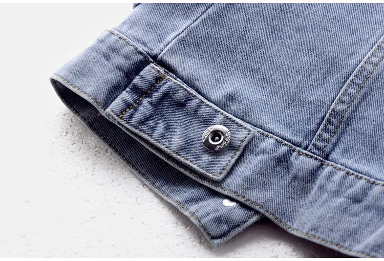 Women's Denim Vest Jacket 2025 Spring Autumn Stripe Splicing Short Jean Waistcoat Casual Tops Sleeveless Outerwear