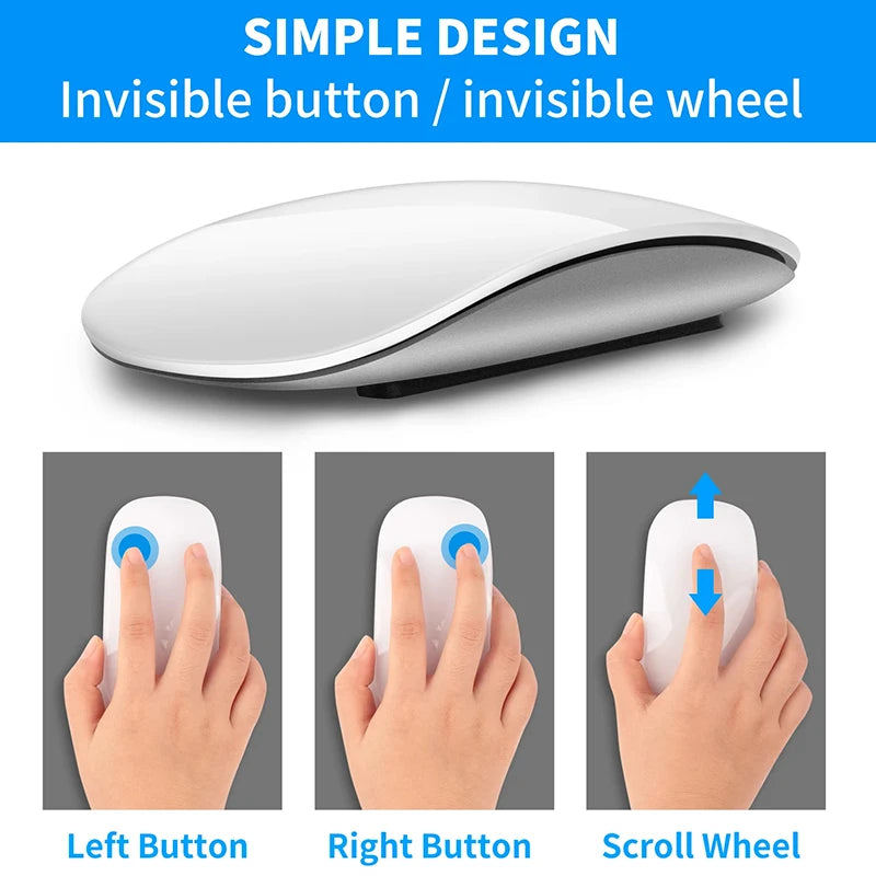 Xiaomi Wireless Bluetooth Magic Computer Mouse Dual-Mode Silent Rechargeable Touch Slim Ergonomic PC Mice For Apple Macbook Air