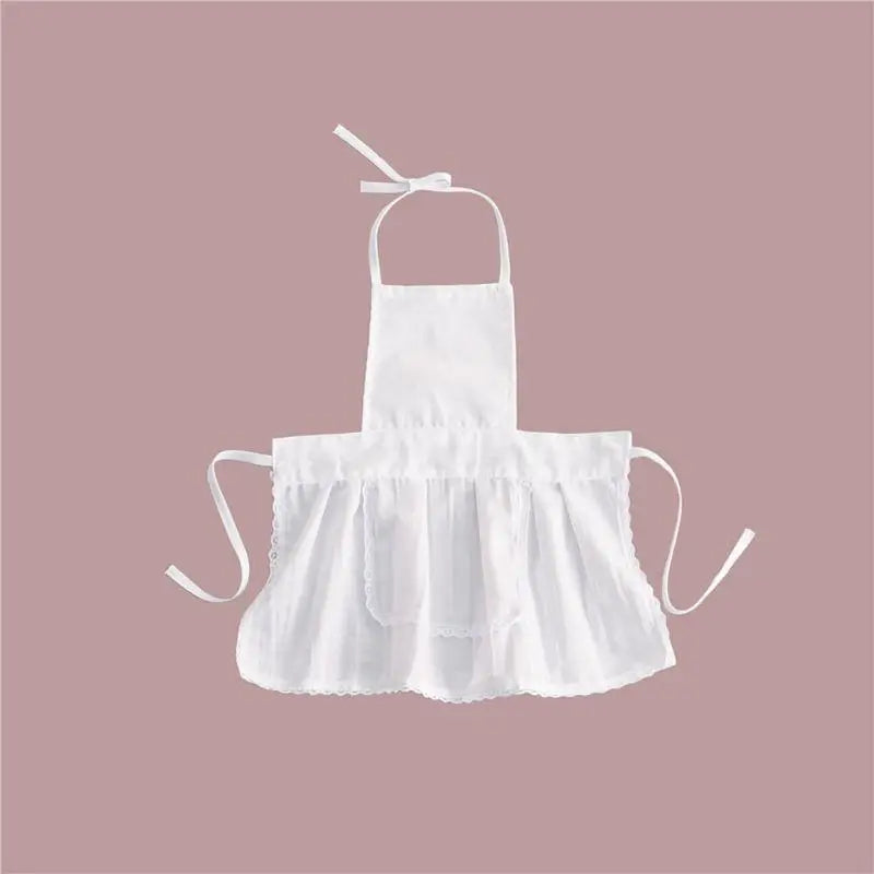 U6XE 2 Pcs Baby Chef Apron and Hat Infant Kids White Cook Costume Photography