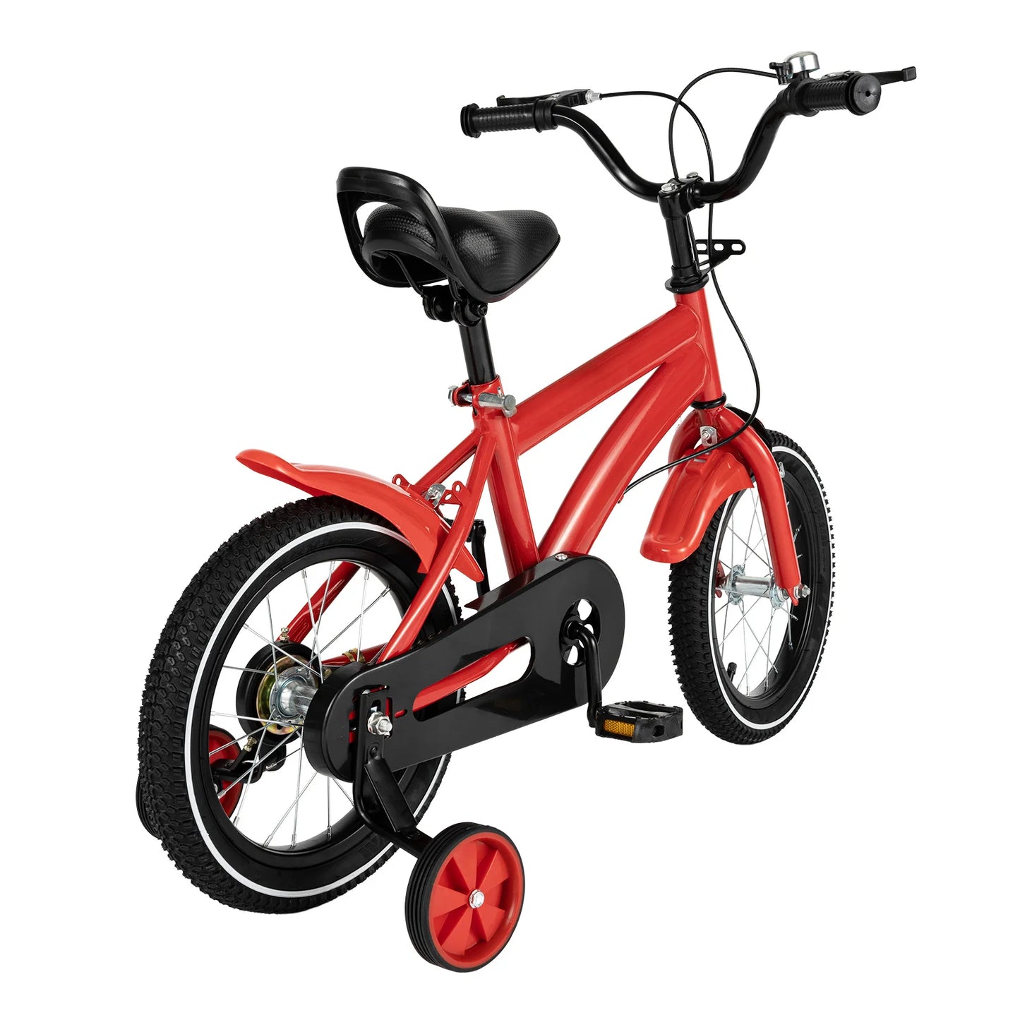 14 Inch Kids Bike Adjustable Seat Dual Brakes Children's Bicycle Load 50kg w/Training Wheels for Ages 2-4, Yellow/Blue/Red/White