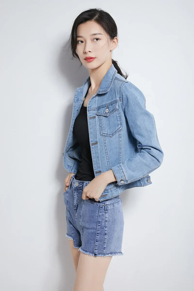Trendy Denim Jacket For Women Cropped Slim Fit Spring Spring Colorful Student Top Popular On The Internet Versatile Clothing