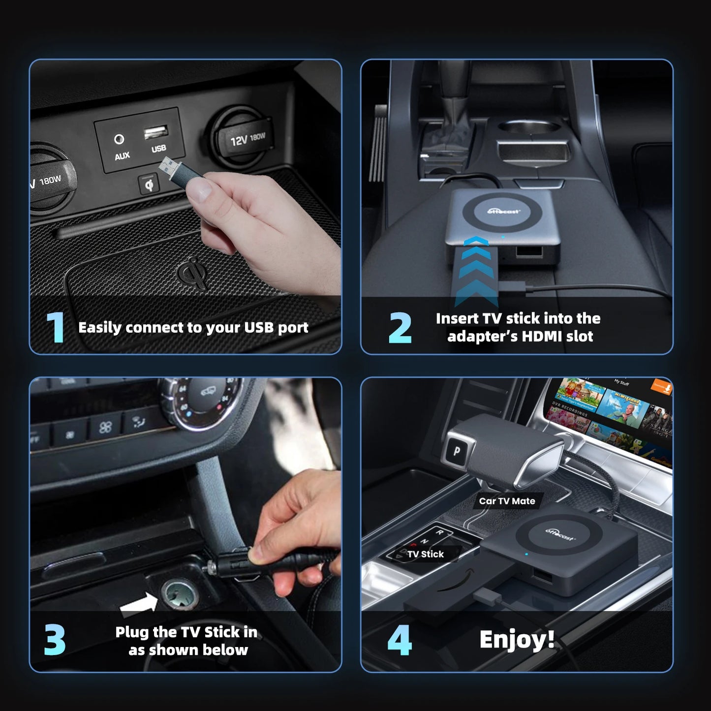 2024 Wireless CarPlay Adapter OTTOCAST Car TV Mate C3 Multimedia Adapter Video Converter for HDMI for TV Sticks Game Consoles