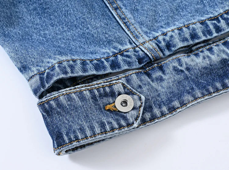 Women's Shorts Denim Jacket Fashion Casual Coat Black Lapel Single-breasted Long-sleeved Female Overcoat S M L XL XXL XXXL