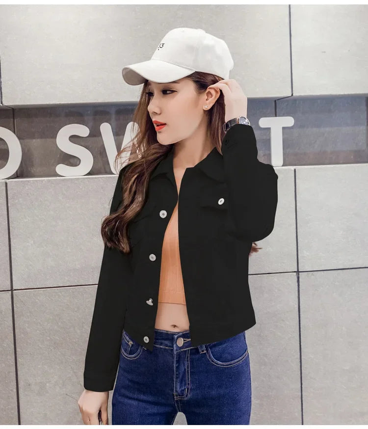 Trendy Denim Jacket For Women Cropped Slim Fit Spring Spring Colorful Student Top Popular On The Internet Versatile Clothing