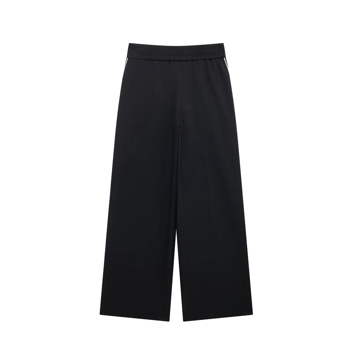 TRAFZA 2024 New Women Casual Black Trousers Suits Sports Short Jacket + Female Vinatge Black White Patchwork Baggy Pants Street