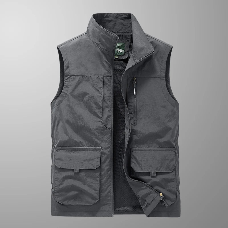 Outdoor Autumn Waistcoat Men Thin Waistcoat Spring Autumn Leisure Multi-pocket Waistcoat Sleeveless Coat Casual Daily Coat