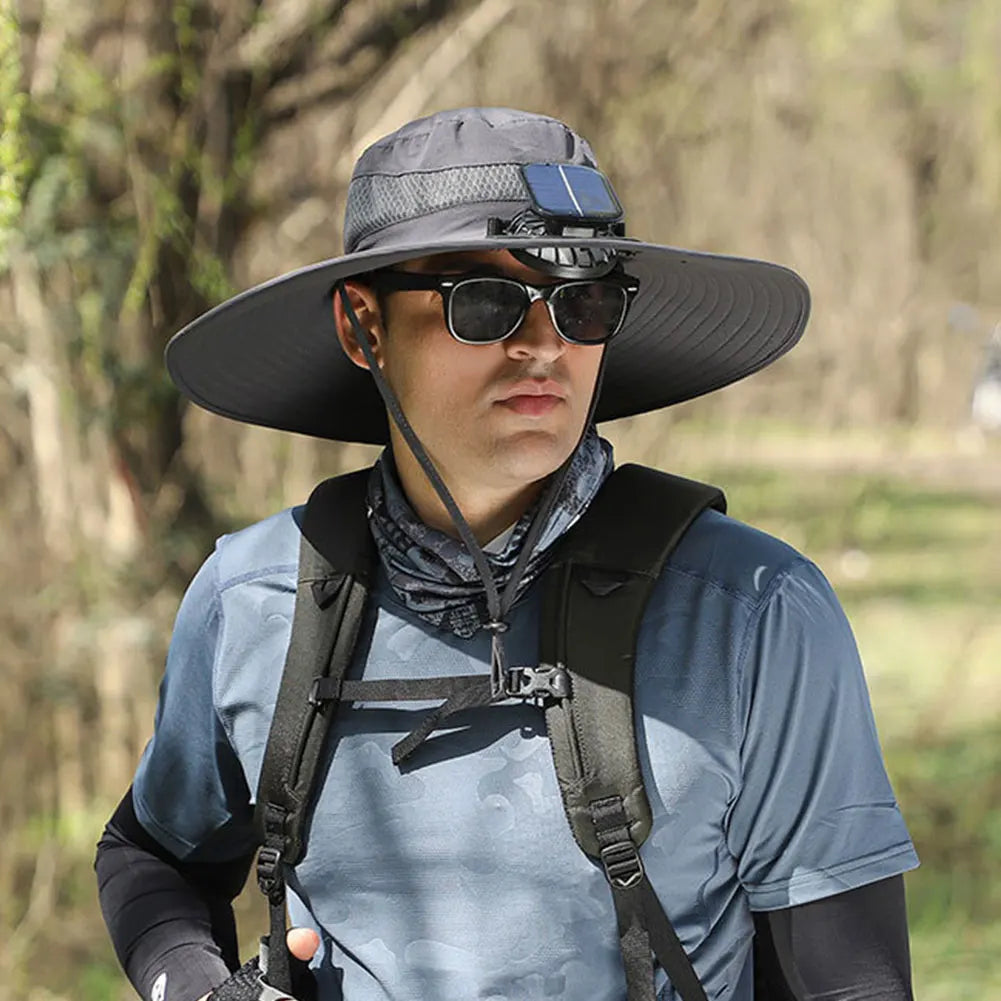 Solar Fan Hat Sun Hat with 2 Solar Fan Outdoor Fishing Hat Summer Cap for Men Outdoor Camping Fishing Hiking