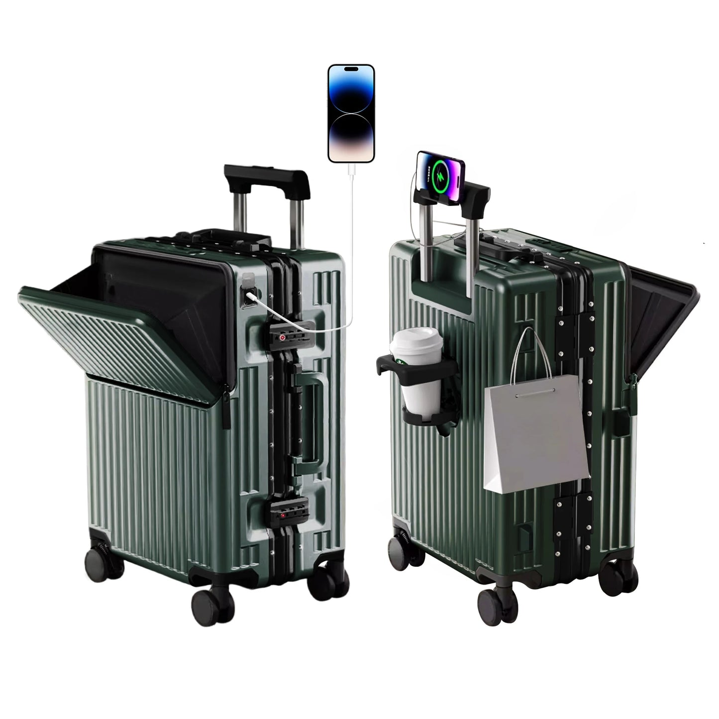 AIWEINY 2025 Aluminum Frame Suitcase PC Hard Shell Pressure-Resistant Travel Luggage, 360° Silent Swivel Wheels, with TSA Lock.