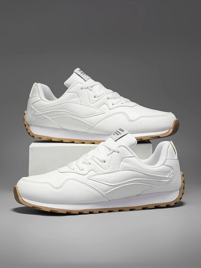 Men's Vulcanized Shoes Spring Autumn Comfortable Non Slip White Casual Sneakers Men Outdoor Retro Lace Up Platform Walking Shoes