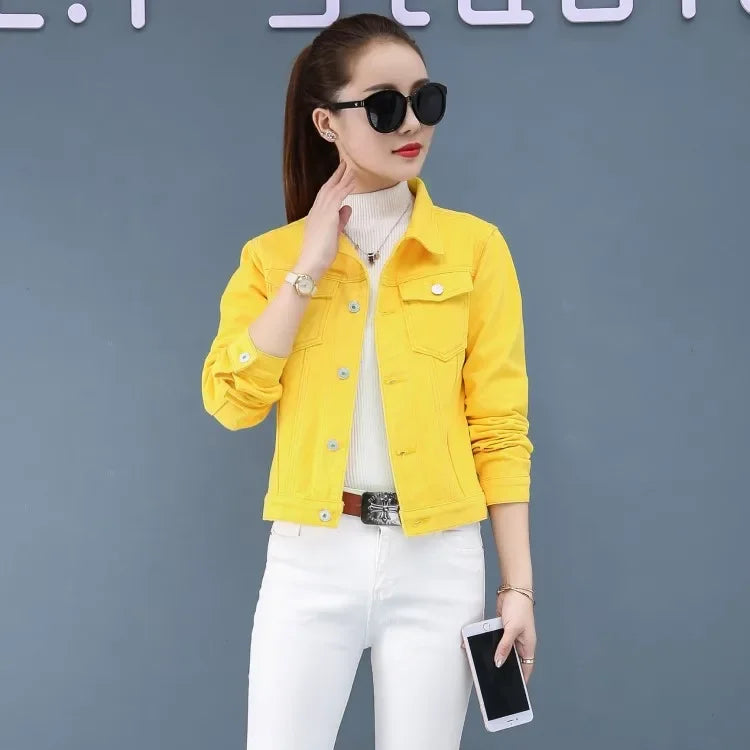 Trendy Denim Jacket For Women Cropped Slim Fit Spring Spring Colorful Student Top Popular On The Internet Versatile Clothing