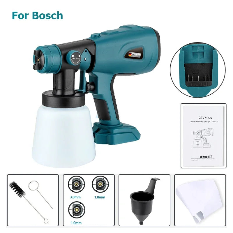 Spray Gun For Makita/Bosch/Dewalt/Milwaukee/Ryobi 18V 20V Lithium Battery Electric Furniture Paint Sprayer Airbrush Power Tool