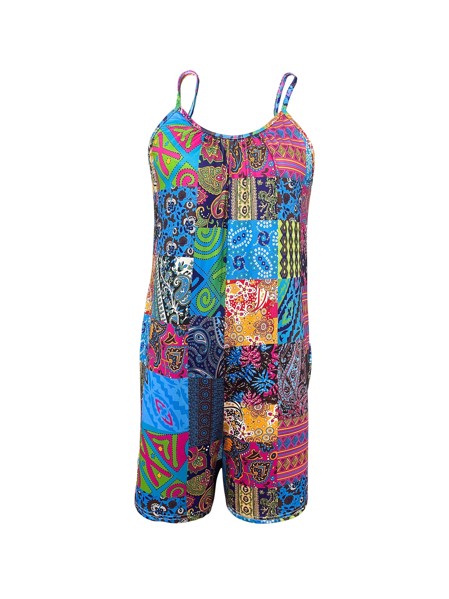 Women's Vibrant Paisley Pattern Sleeveless Jumpsuit for Spring/Summer Casual Wear