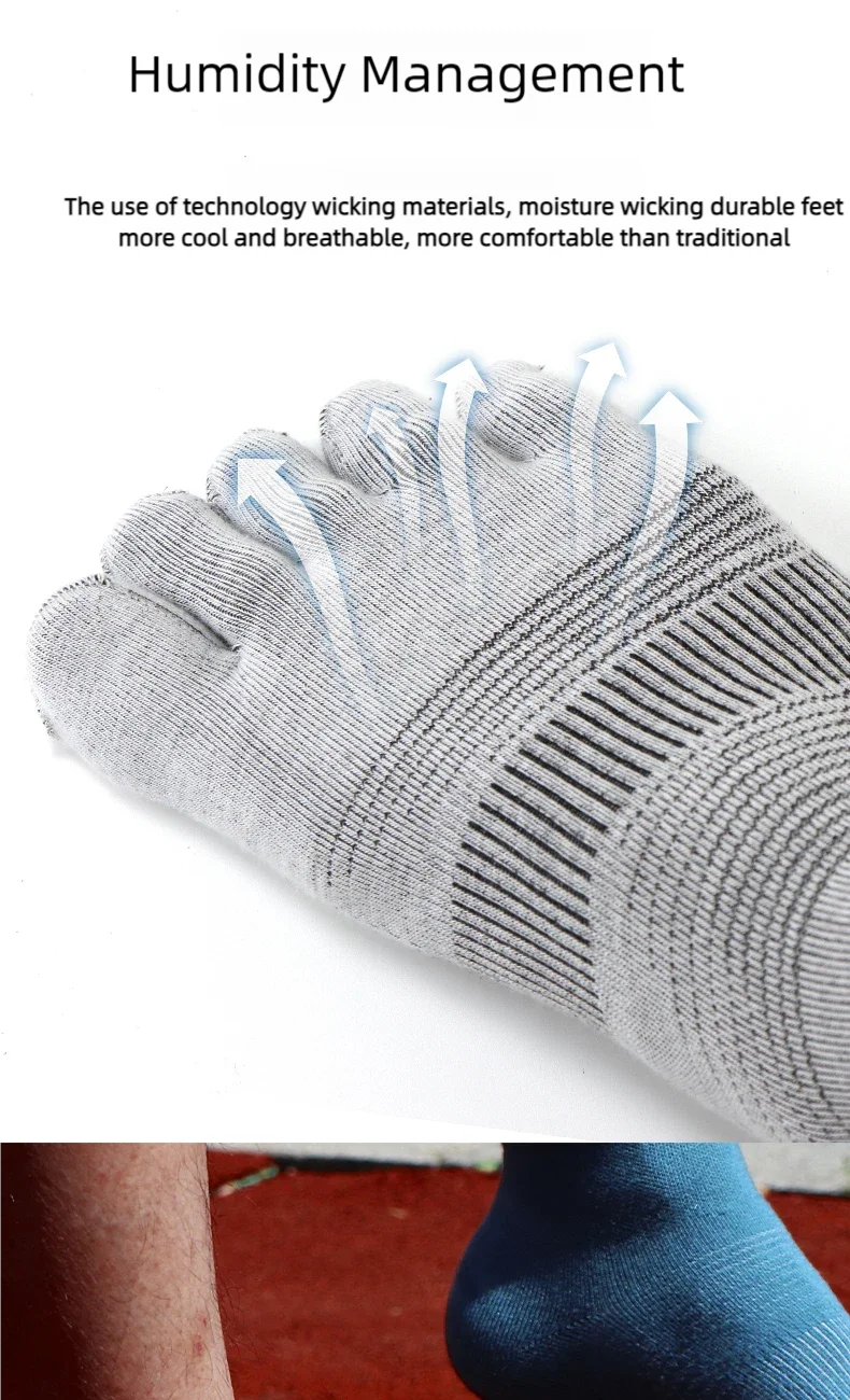WRELS 1/3 Pairs COOLMAX Sports Five-toe Running Socks Quick-drying Breathable Anti-Blisters Marathon Toe Socks For Men And Women