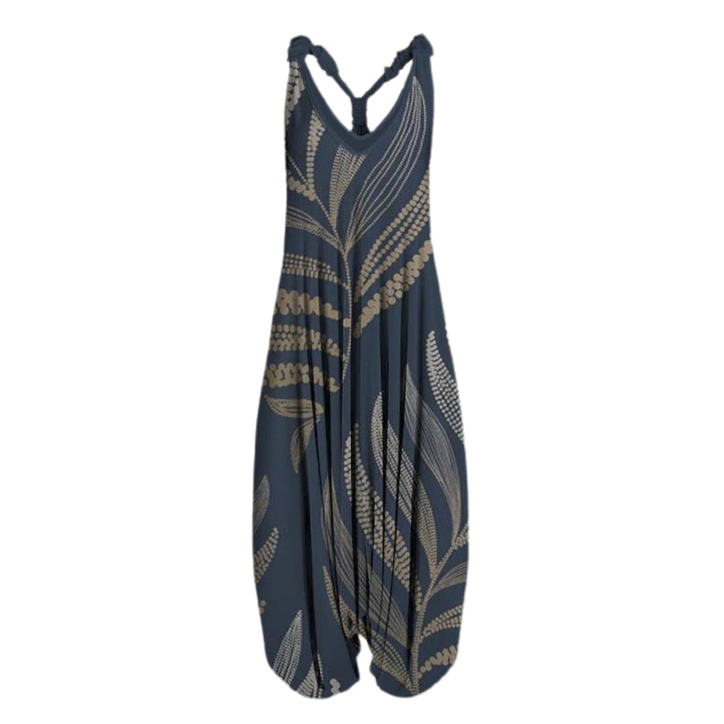Vintage Womens Summer Playsuit Romper Jumpsuit Ladies Sleeveless Casual Floral Print Elegant High Waist Jumpsuits Комбинезоны