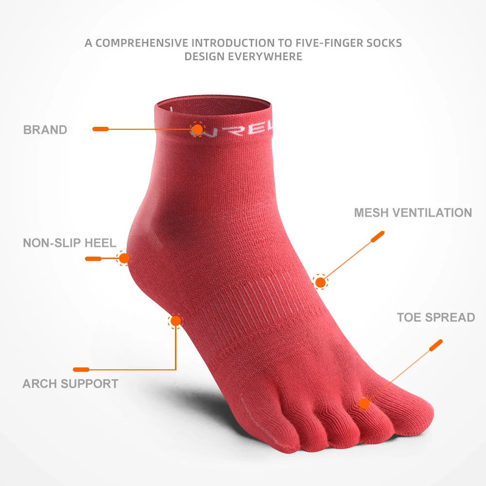 WRELS 1/3 Pairs COOLMAX Sports Five-toe Running Socks Quick-drying Breathable Anti-Blisters Marathon Toe Socks For Men And Women