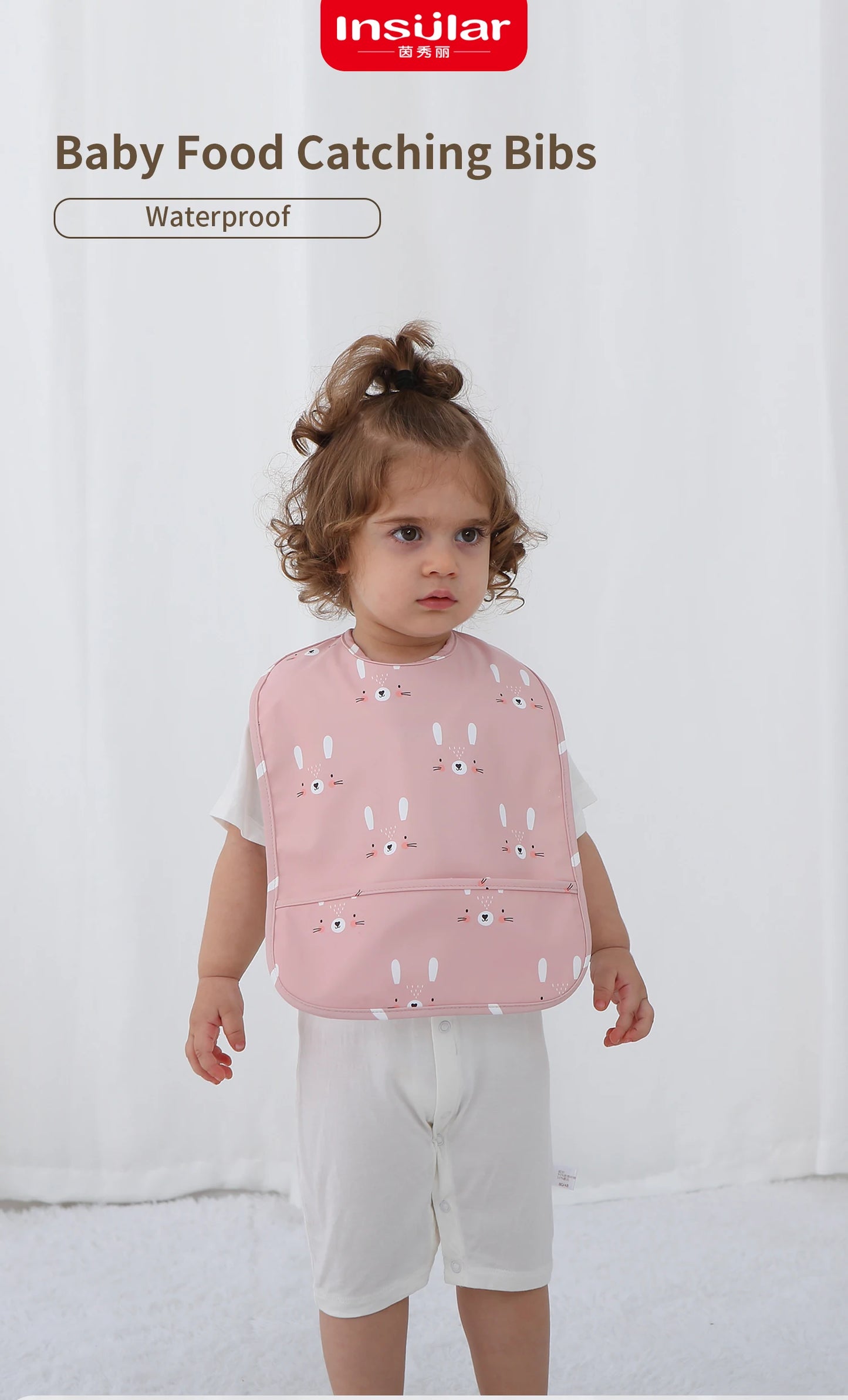 INSULAR Baby's Bibs Sleeveless Adjustable Pinny Soft Waterproof PU Cloth Kids Painting Smock Child Eating Apron Danish Style