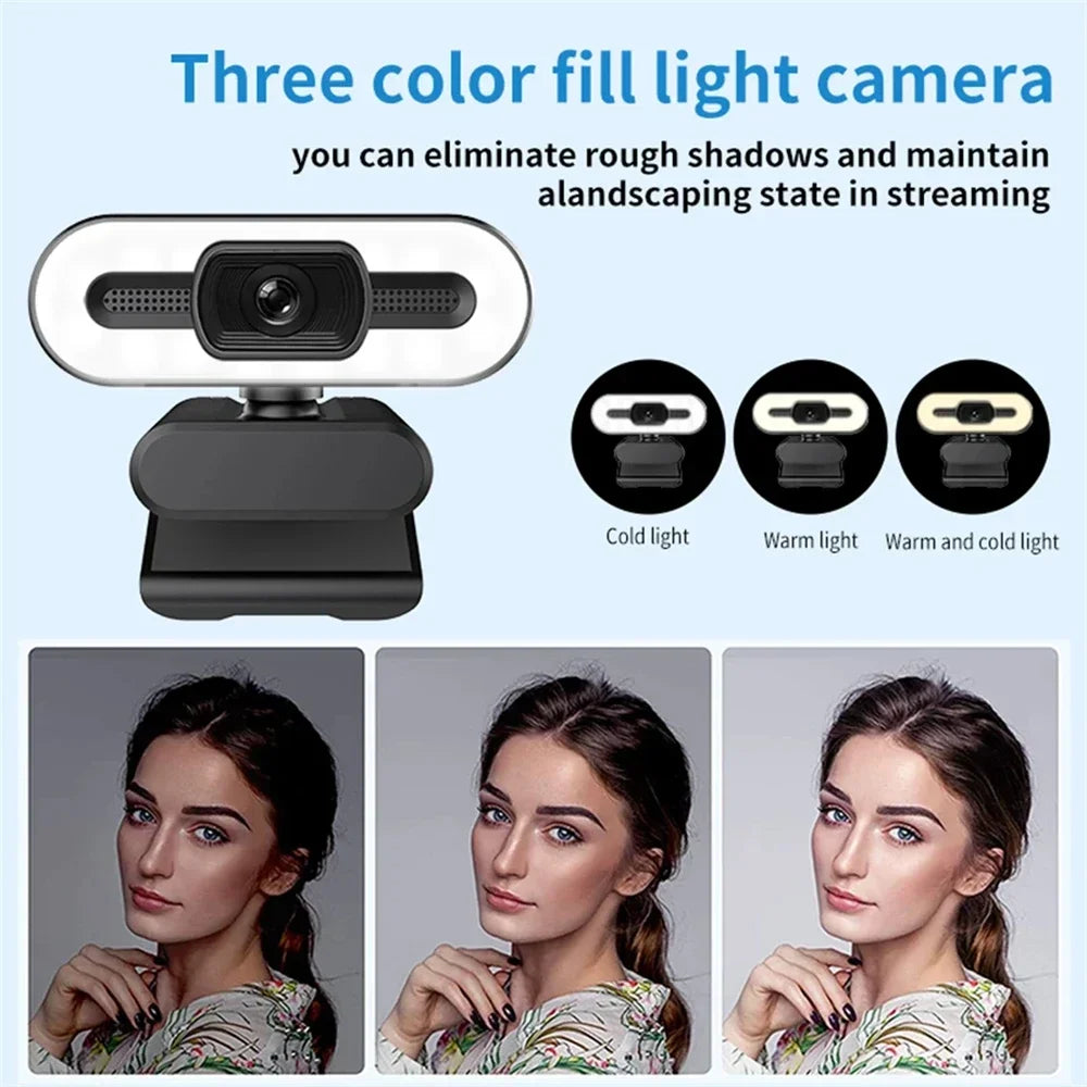 4k Webcam Autofocus Hd Webcam With Fill Light Rotatable Laptop Webcam Pc Computer Camera With Microphone For Youtube Video