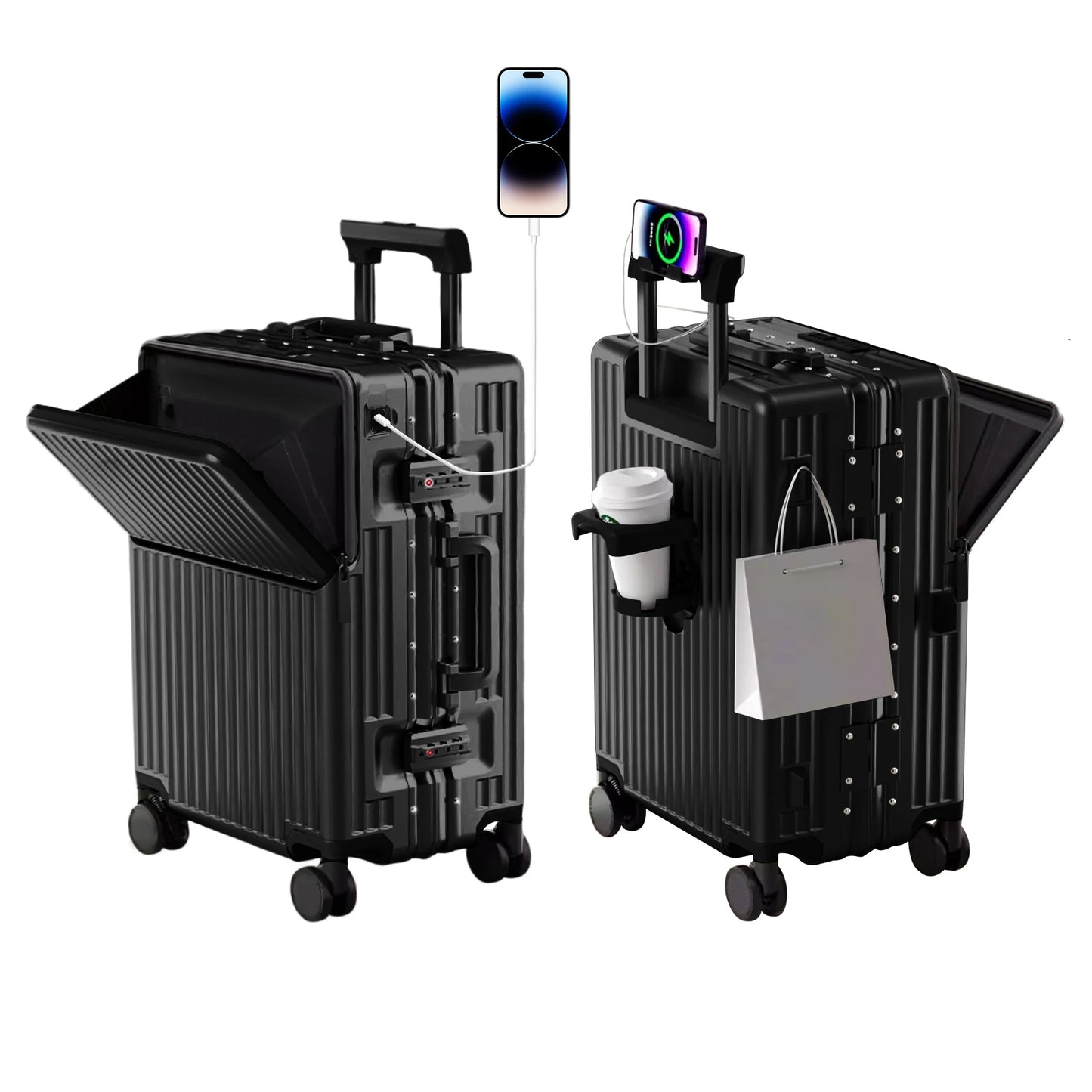 AIWEINY 2025 Aluminum Frame Suitcase PC Hard Shell Pressure-Resistant Travel Luggage, 360° Silent Swivel Wheels, with TSA Lock.