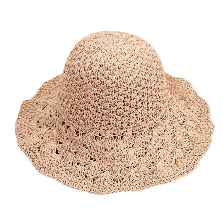 Women Raffia Straw Hat Summer Handmade Floppy Ladies Visor Hat Foldable Panama Beach Anti-UV Sun Hat