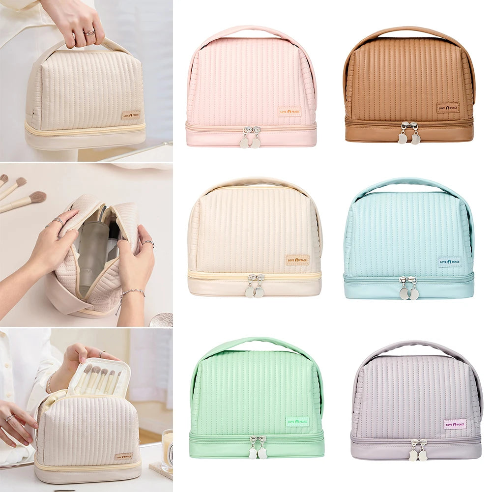 Girls Cosmetic Bag for Makeup PU Leather Make Up Organizer Case Handbag Women Travel Toiletry Storage Pouch Make Up Case