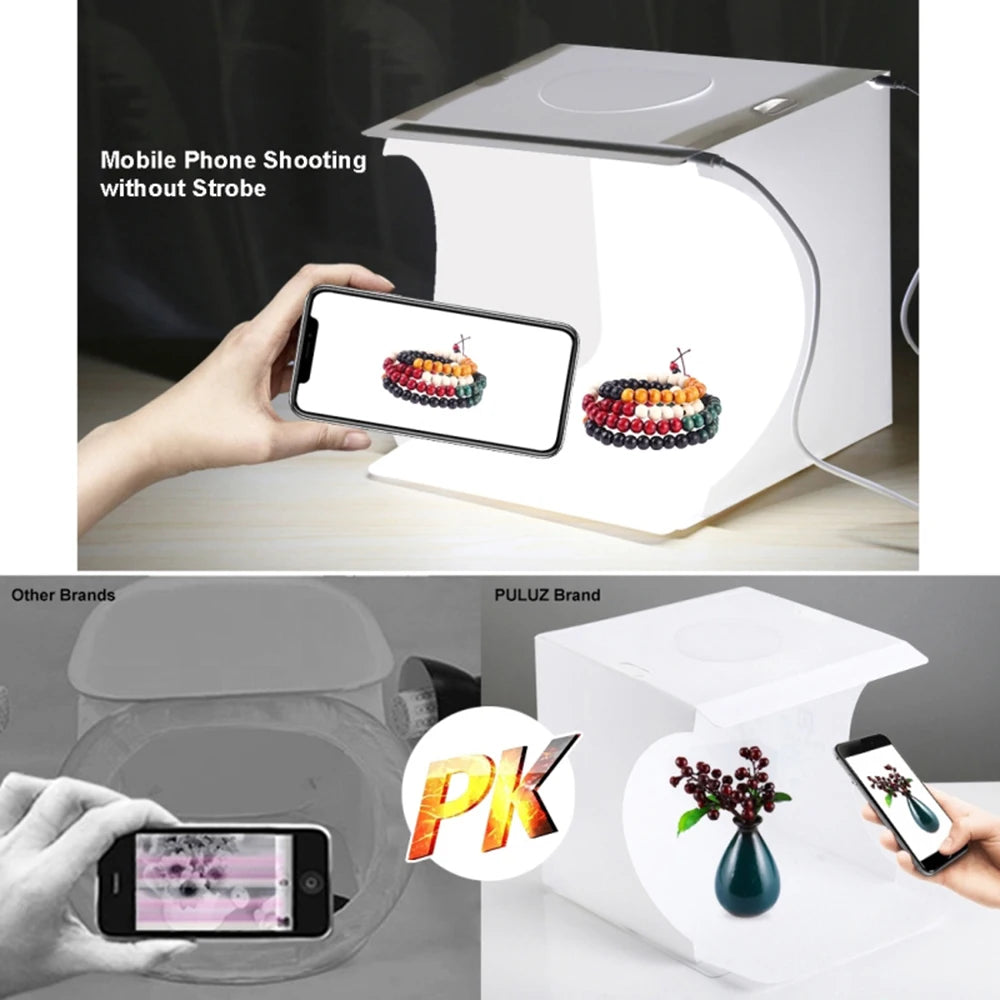 Mini 40Pcs LED Light Room foliding Photography Lighting Softbox Tent Photobooth Backdrop USB Cube Box Photo Studio Light Box