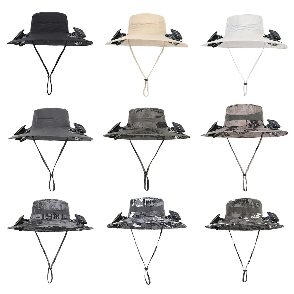 Solar Fan Hat Sun Hat with 2 Solar Fan Outdoor Fishing Hat Summer Cap for Men Outdoor Camping Fishing Hiking