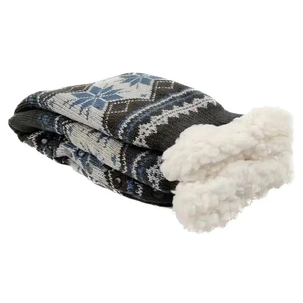 Mens Fluffy Sock Thermal Winter Warm Short Soft Non Slip Floor Fuzzy Fleece Plush Grip Sleeping Slipper Sock Male Christmas Gift
